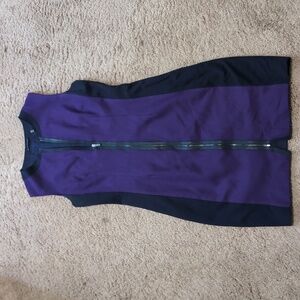 Two tone zip front sleeveless dress vest